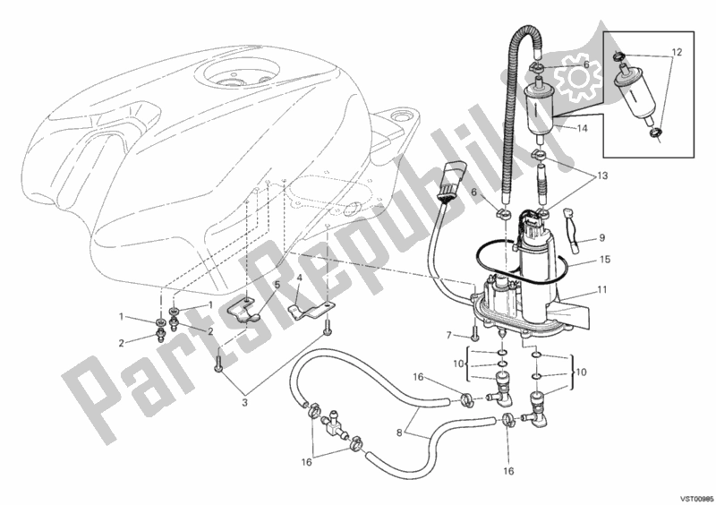 Tutte le parti per il Pompa Di Benzina del Ducati Superbike 1198 USA 2011